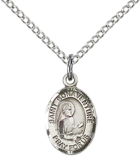 STERLING SILVER ST BONAVENTURE PENDANT WITH CHAIN - 1/2" x 1/4"