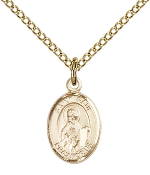 14KT GOLD FILLED ST PAUL THE APOSTLE PENDANT WITH CHAIN - 1/2" x 1/4"
