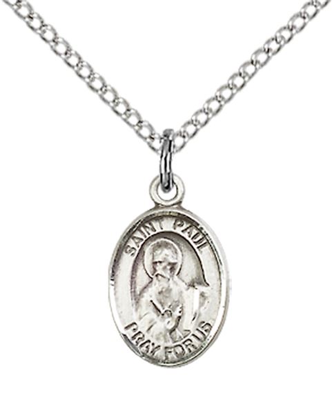 STERLING SILVER ST PAUL THE APOSTLE PENDANT WITH CHAIN - 1/2" x 1/4"