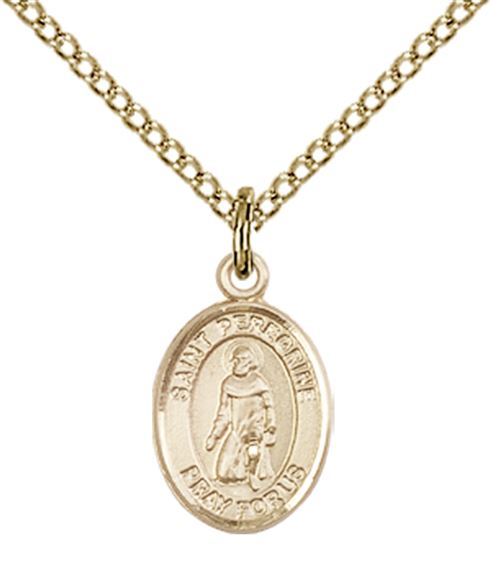 14KT GOLD FILLED ST PEREGRINE LAZIOSI PENDANT WITH CHAIN - 1/2" x 1/4"