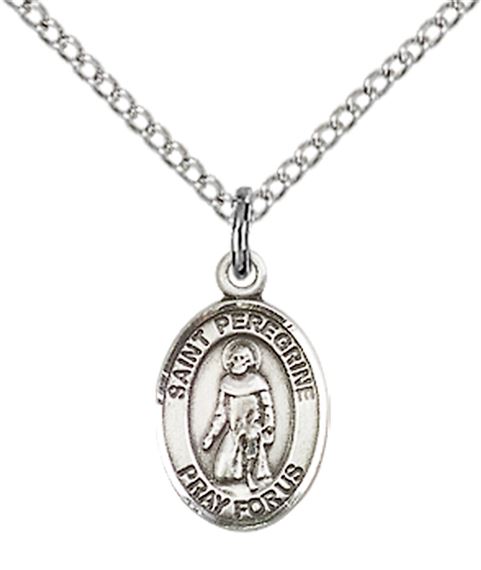 STERLING SILVER ST PEREGRINE LAZIOSI PENDANT WITH CHAIN - 1/2" x 1/4"
