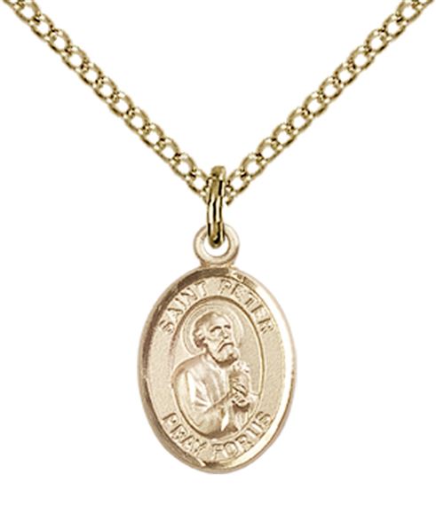 14KT GOLD FILLED ST PETER THE APOSTLE PENDANT WITH CHAIN - 1/2" x 1/4"