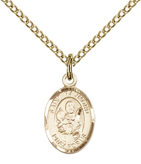 14KT GOLD FILLED ST RAYMOND NONNATUS PENDANT WITH CHAIN - 1/2" x 1/4"