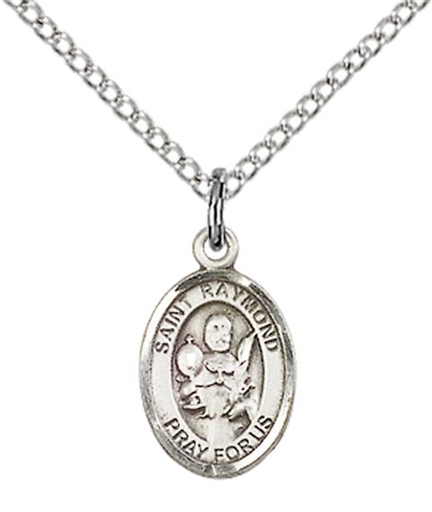 STERLING SILVER ST RAYMOND NONNATUS PENDANT WITH CHAIN - 1/2" x 1/4"