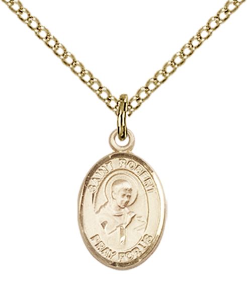 14KT GOLD FILLED ST ROBERT BELLARMINE PENDANT WITH CHAIN - 1/2" x 1/4"
