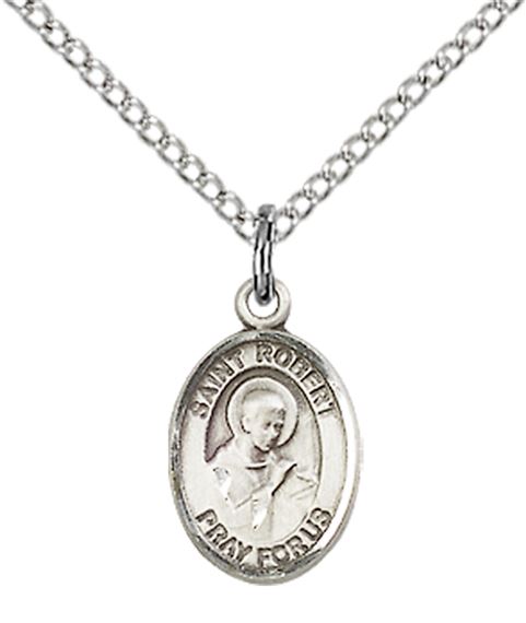 STERLING SILVER ST ROBERT BELLARMINE PENDANT WITH CHAIN - 1/2" x 1/4"