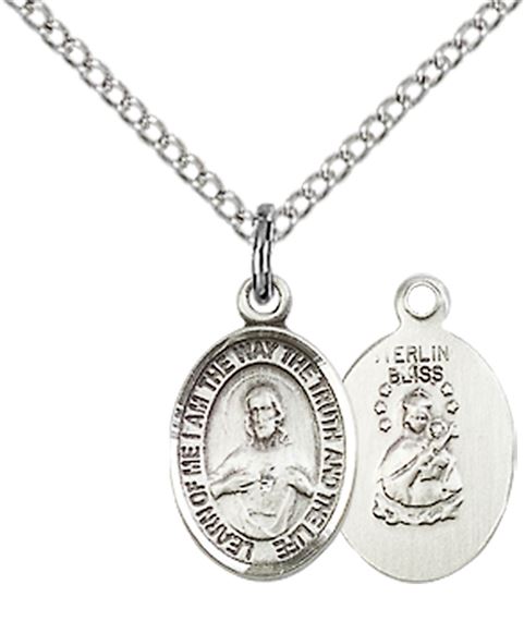 STERLING SILVER SCAPULAR PENDANT WITH CHAIN - 1/2" x 1/4"