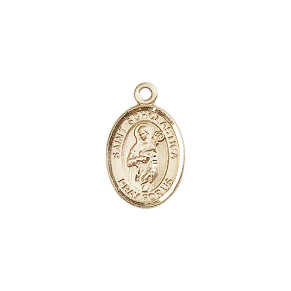 14KT GOLD ST SCHOLASTICA MEDAL - 1/2" x 1/4"