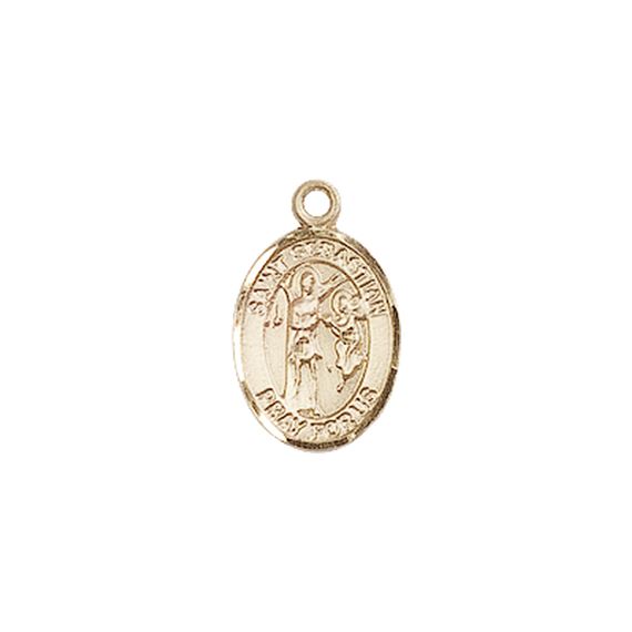 14KT GOLD ST SEBASTIAN MEDAL - 1/2" x 1/4"