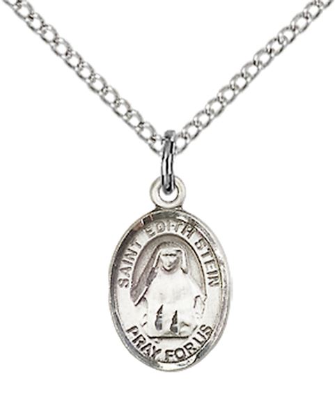 STERLING SILVER ST EDITH STEIN PENDANT WITH CHAIN - 1/2" x 1/4"