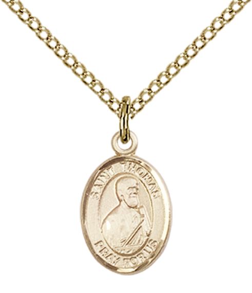 14KT GOLD FILLED ST THOMAS THE APOSTLE PENDANT WITH CHAIN - 1/2" x 1/4"