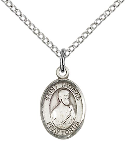 STERLING SILVER ST THOMAS THE APOSTLE PENDANT WITH CHAIN - 1/2" x 1/4"