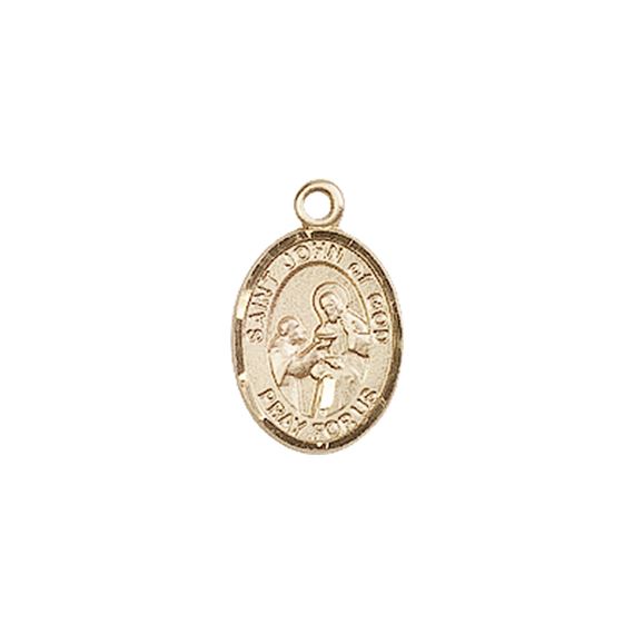 14KT GOLD ST JOHN OF GOD MEDAL - 1/2" x 1/4"