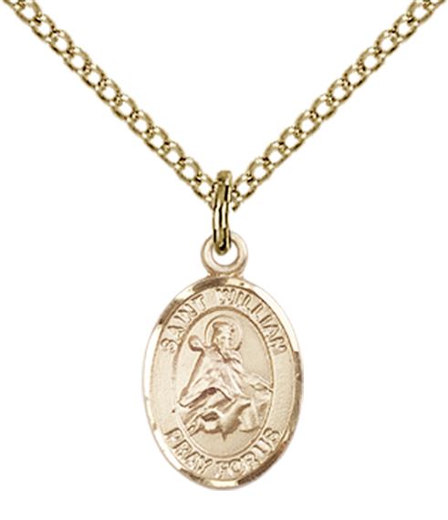 14KT GOLD FILLED ST WILLIAM OF ROCHESTER PENDANT WITH CHAIN - 1/2" x 1/4"