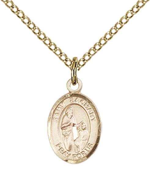 14KT GOLD FILLED ST ZACHARY PENDANT WITH CHAIN - 1/2" x 1/4"