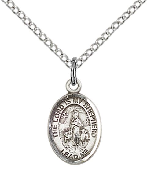STERLING SILVER LORD IS MY SHEPHERD PENDANT WITH CHAIN - 1/2" x 1/4"