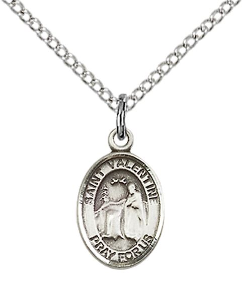 STERLING SILVER ST VALENTINE OF ROME PENDANT WITH CHAIN - 1/2" x 1/4"