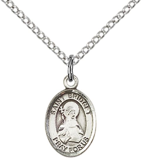 STERLING SILVER ST BRIDGET OF SWEDEN PENDANT WITH CHAIN - 1/2" x 1/4"