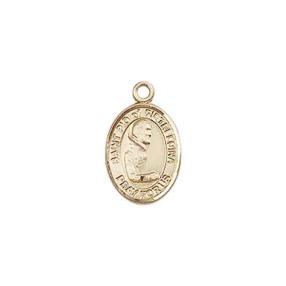 14KT GOLD ST PIO OF PIETRELCINA MEDAL - 1/2" x 1/4"