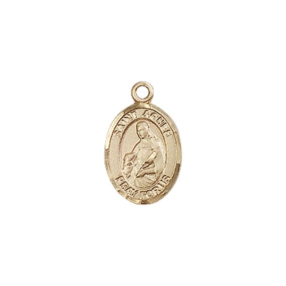 14KT GOLD ST AGNES OF ROME MEDAL - 1/2" x 1/4"