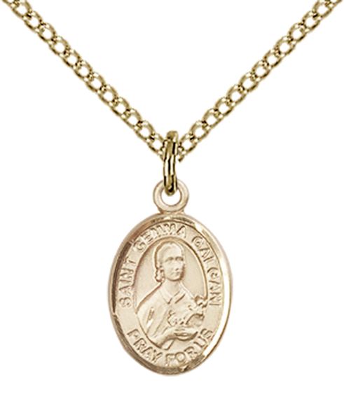 14KT GOLD FILLED ST GEMMA GALGANI PENDANT WITH CHAIN - 1/2" x 1/4"