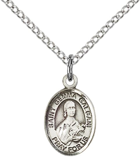 STERLING SILVER ST GEMMA GALGANI PENDANT WITH CHAIN - 1/2" x 1/4"