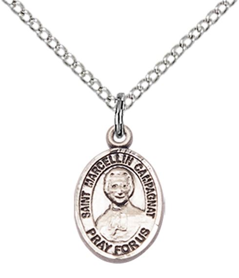 STERLING SILVER ST MARCELLIN CHAMPAGNAT PENDANT WITH CHAIN - 1/2" x 1/4"