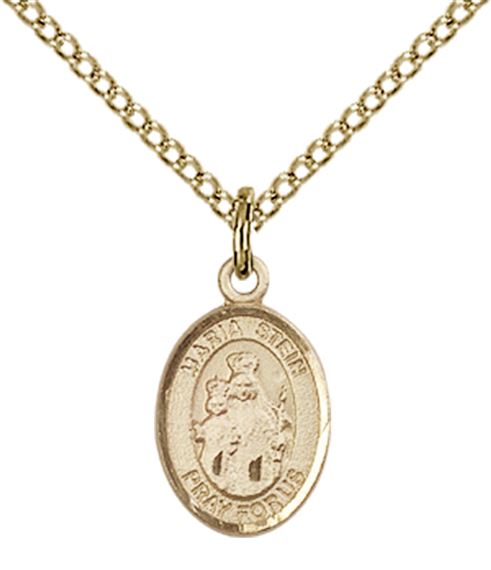 14KT GOLD FILLED MARIA STEIN PENDANT WITH CHAIN - 1/2" x 1/4"