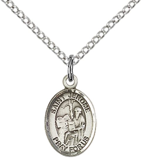 STERLING SILVER ST JEROME PENDANT WITH CHAIN - 1/2" x 1/4"