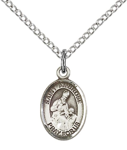 STERLING SILVER ST AMBROSE PENDANT WITH CHAIN - 1/2" x 1/4"