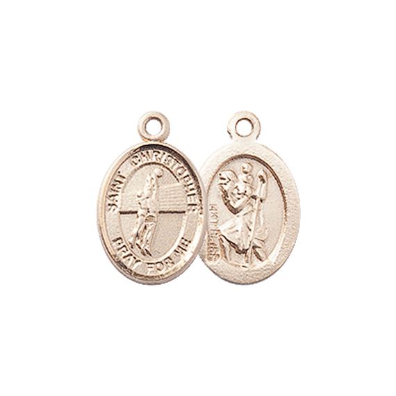14KT GOLD ST CHRISTOPHER-VOLLEYBALL MEDAL - 1/2" x 1/4"