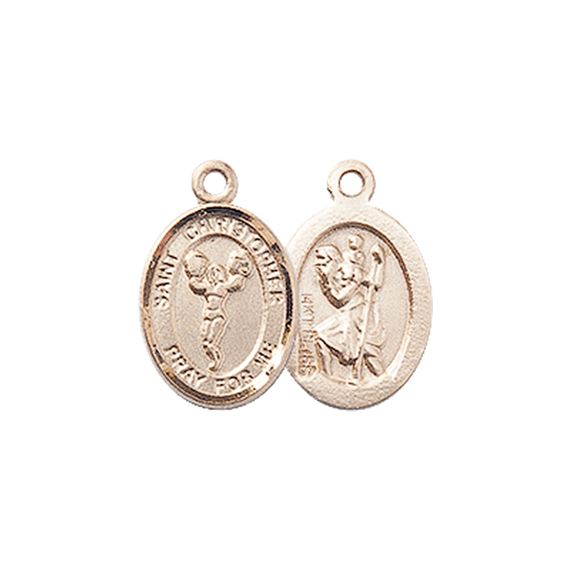 14KT GOLD ST CHRISTOPHER-CHEERLEADING MEDAL - 1/2" x 1/4"