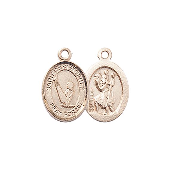 14KT GOLD ST CHRISTOPHER-GYMNASTICS MEDAL - 1/2" x 1/4"