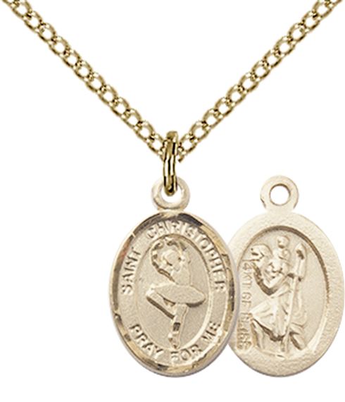 14KT GOLD FILLED ST CHRISTOPHER DANCE MEDAL - 1/2" x 1/4"