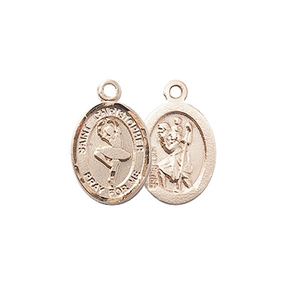 14KT GOLD ST CHRISTOPHER DANCE MEDAL - 1/2" x 1/4"