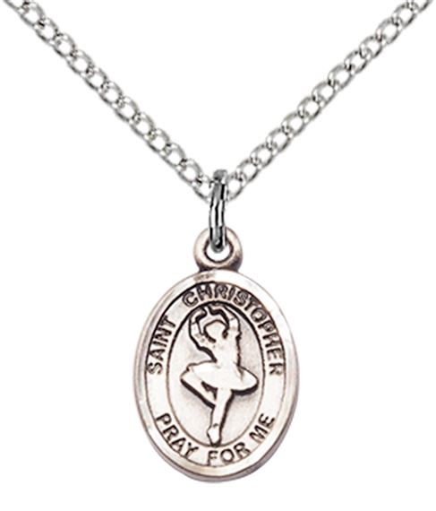 STERLING SILVER ST CHRISTOPHER DANCE MEDAL - 1/2" x 1/4"