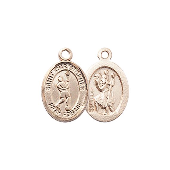 14KT GOLD ST CHRISTOPHER-LACROSSE MEDAL - 1/2" x 1/4"