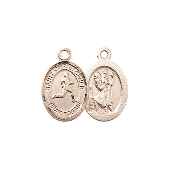 14KT GOLD ST CHRISTOPHER-TRACK & FIELD MEDAL - 1/2" x 1/4"