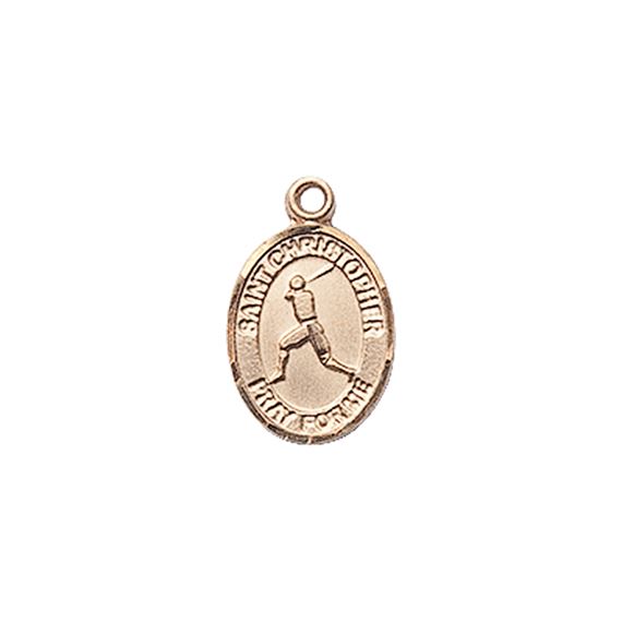14KT GOLD ST CHRISTOPHER-BASEBALL MEDAL - 1/2" x 1/4"