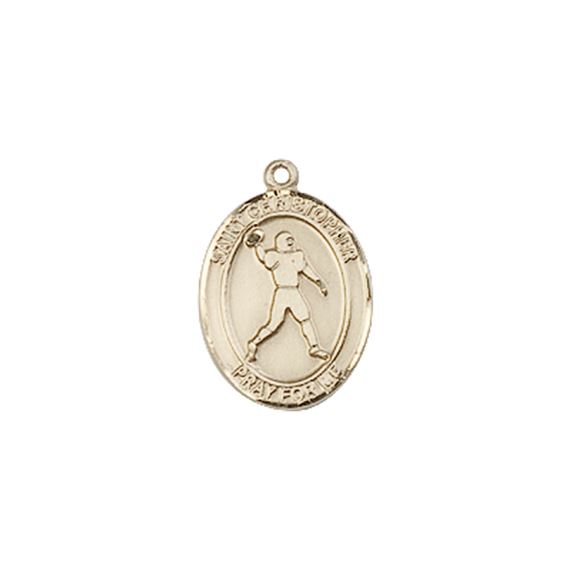 14KT GOLD ST CHRISTOPHER-FOOTBALL MEDAL - 1/2" x 1/4"