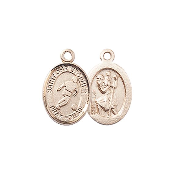 14KT GOLD ST CHRISTOPHER-SOCCER MEDAL - 1/2" x 1/4"