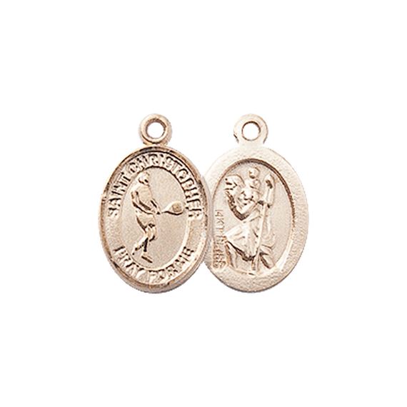 14KT GOLD ST CHRISTOPHER-TENNIS MEDAL - 1/2" x 1/4"