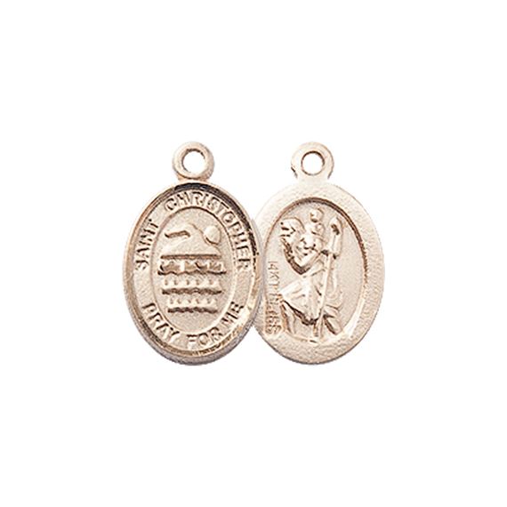 14KT GOLD ST CHRISTOPHER-SWIMMING MEDAL - 1/2" x 1/4"