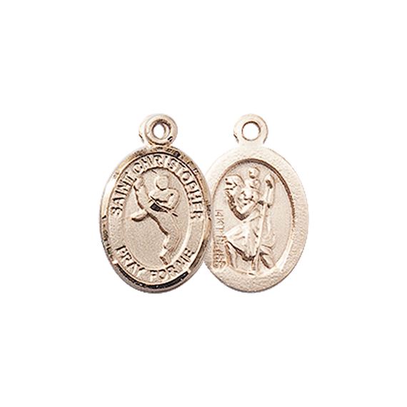 14KT GOLD ST CHRISTOPHER-MARTIAL ARTS MEDAL - 1/2" x 1/4"