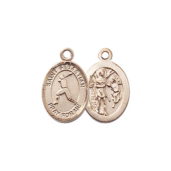 14KT GOLD ST SEBASTIAN-BASEBALL MEDAL - 1/2" x 1/4"