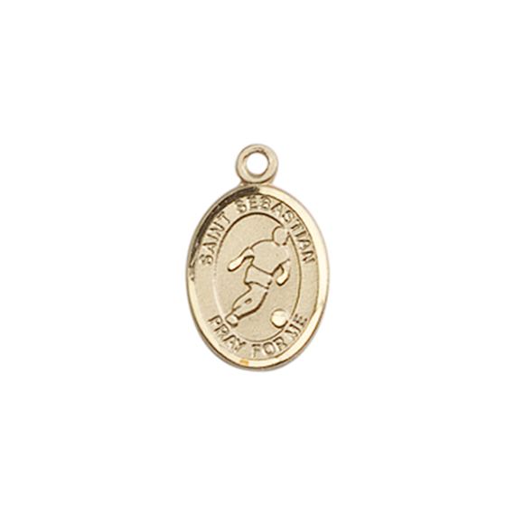 14KT GOLD ST SEBASTIAN-SOCCER MEDAL - 1/2" x 1/4"