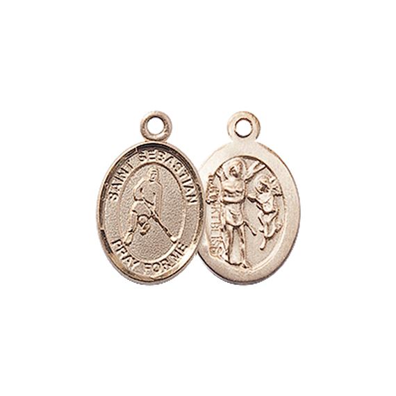 14KT GOLD ST SEBASTIAN-ICE HOCKEY MEDAL - 1/2" x 1/4"