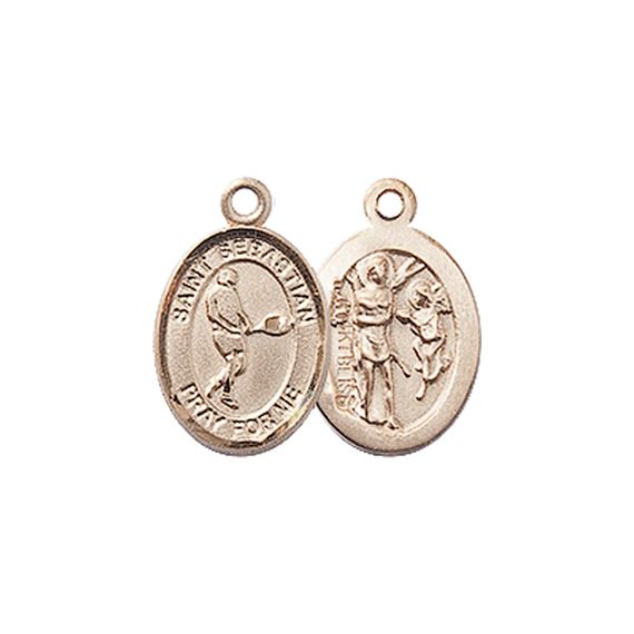 14KT GOLD ST SEBASTIAN-TENNIS MEDAL - 1/2" x 1/4"