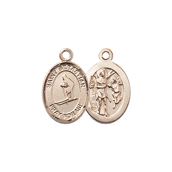 14KT GOLD ST SEBASTIAN-SKIING MEDAL - 1/2" x 1/4"