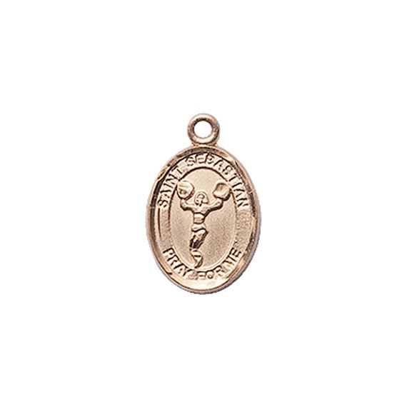 14KT GOLD ST SEBASTIAN-CHEERLEADING MEDAL - 1/2" x 1/4"